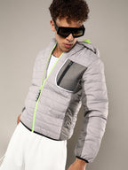 Campus Sutra Puffer Jacket With Contrast Zipper