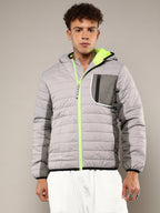 Campus Sutra Puffer Jacket With Contrast Zipper
