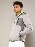 Campus Sutra Puffer Jacket With Contrast Zipper