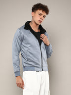 Campus Sutra Zip-Front Jacket With Fleece Detail
