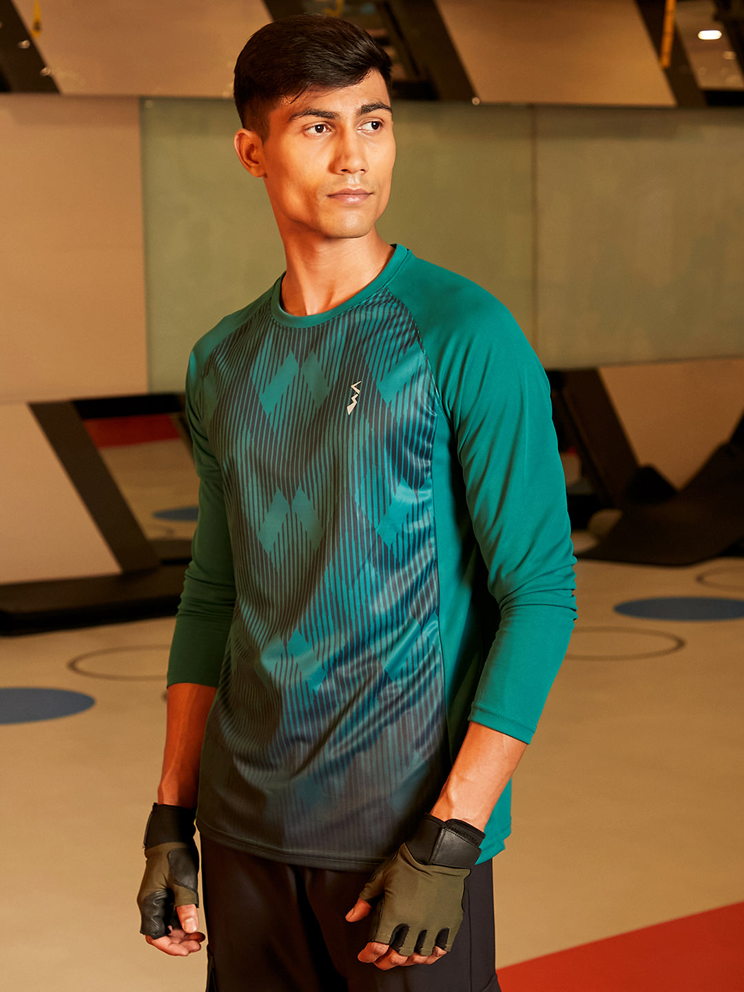 Campus Sutra Geometric Activewear T-Shirt
