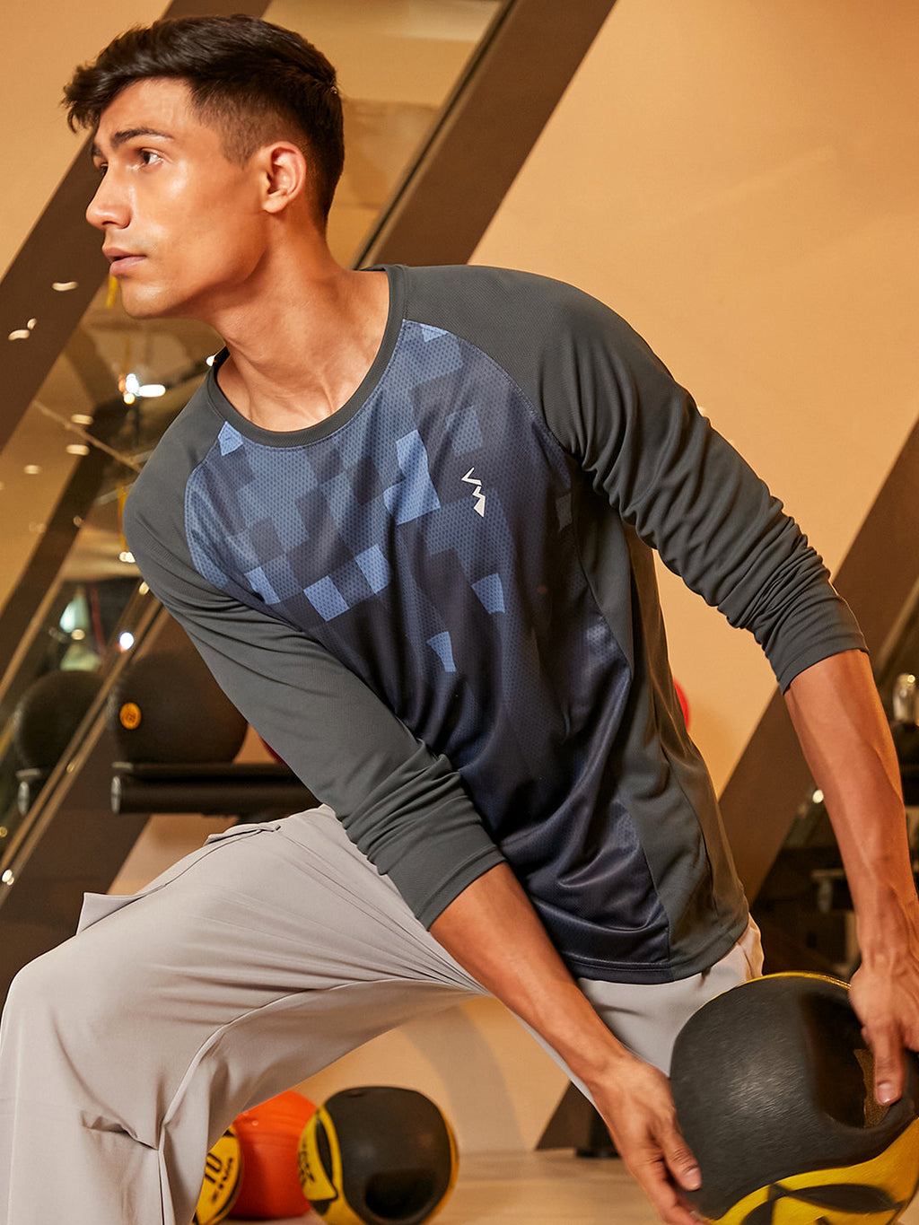 Campus Sutra Digital Block Activewear T-Shirt