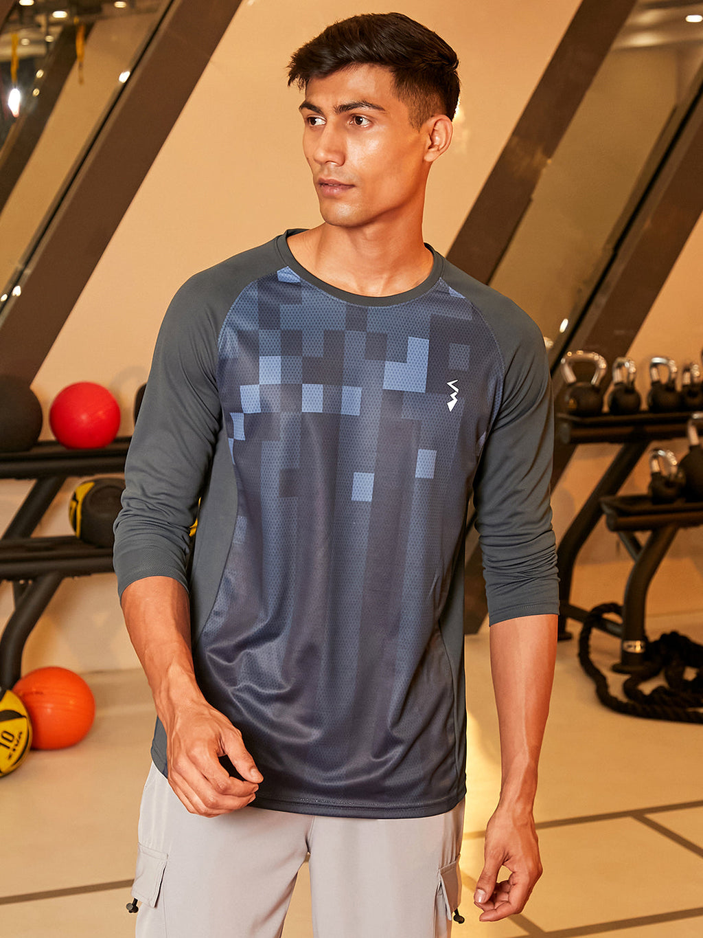 Campus Sutra Digital Block Activewear T-Shirt