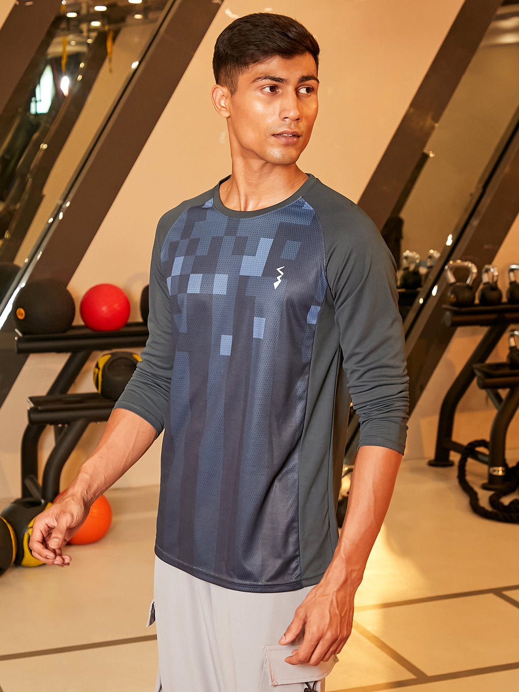 Campus Sutra Digital Block Activewear T-Shirt
