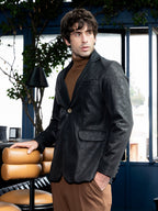 Campus Sutra Tailored-Leather Blazer
