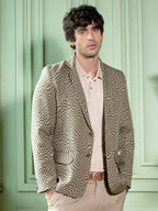 Campus Sutra Tailored Curved-Check Jacquard Blazer