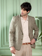 Campus Sutra Tailored Curved-Check Jacquard Blazer