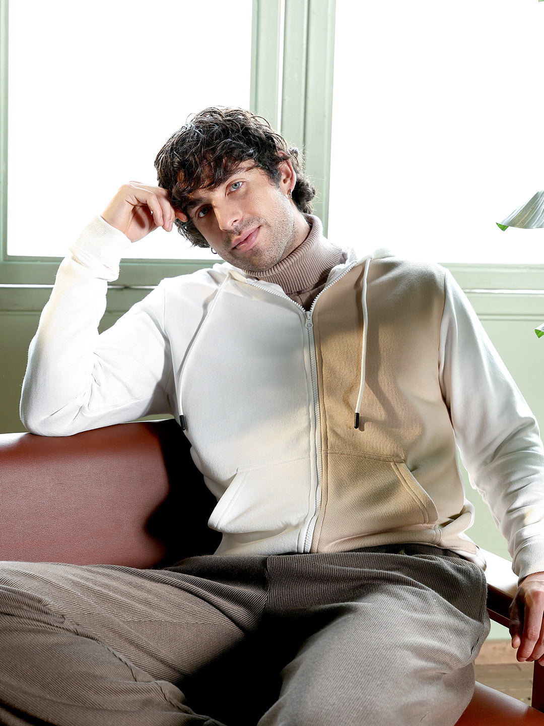 Campus Sutra Duo-Tone Zip-Front Hoodie