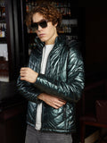 Campus Sutra Metallic Zip-Front Quilted Jacket