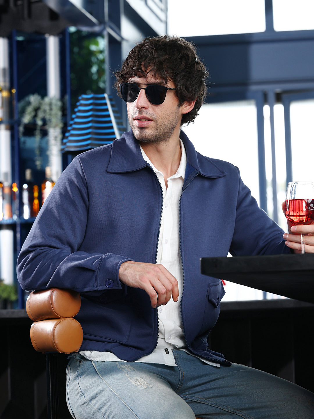 Campus Sutra Zip-Front Knit Jacket