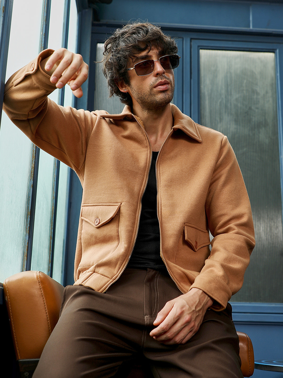Campus Sutra Zip-Front Knit Jacket