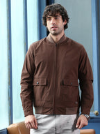 Campus Sutra Zip-Front Waffle Bomber Jacket