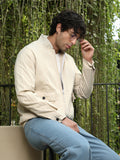 Campus Sutra Zip-Front Stripe-Tactile Bomber Jacket