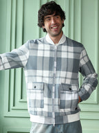Campus Sutra Zip-Front Tartan Bomber Jacket