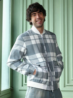Campus Sutra Zip-Front Tartan Bomber Jacket