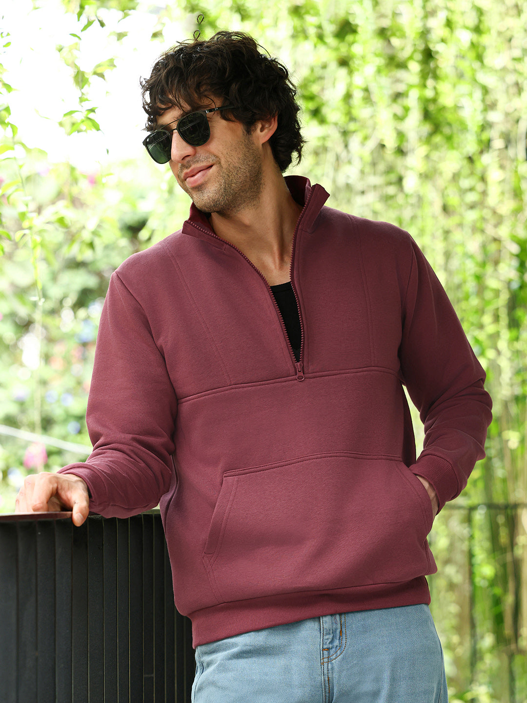 Campus Sutra Panel-Stitch Knit Sweatshirt