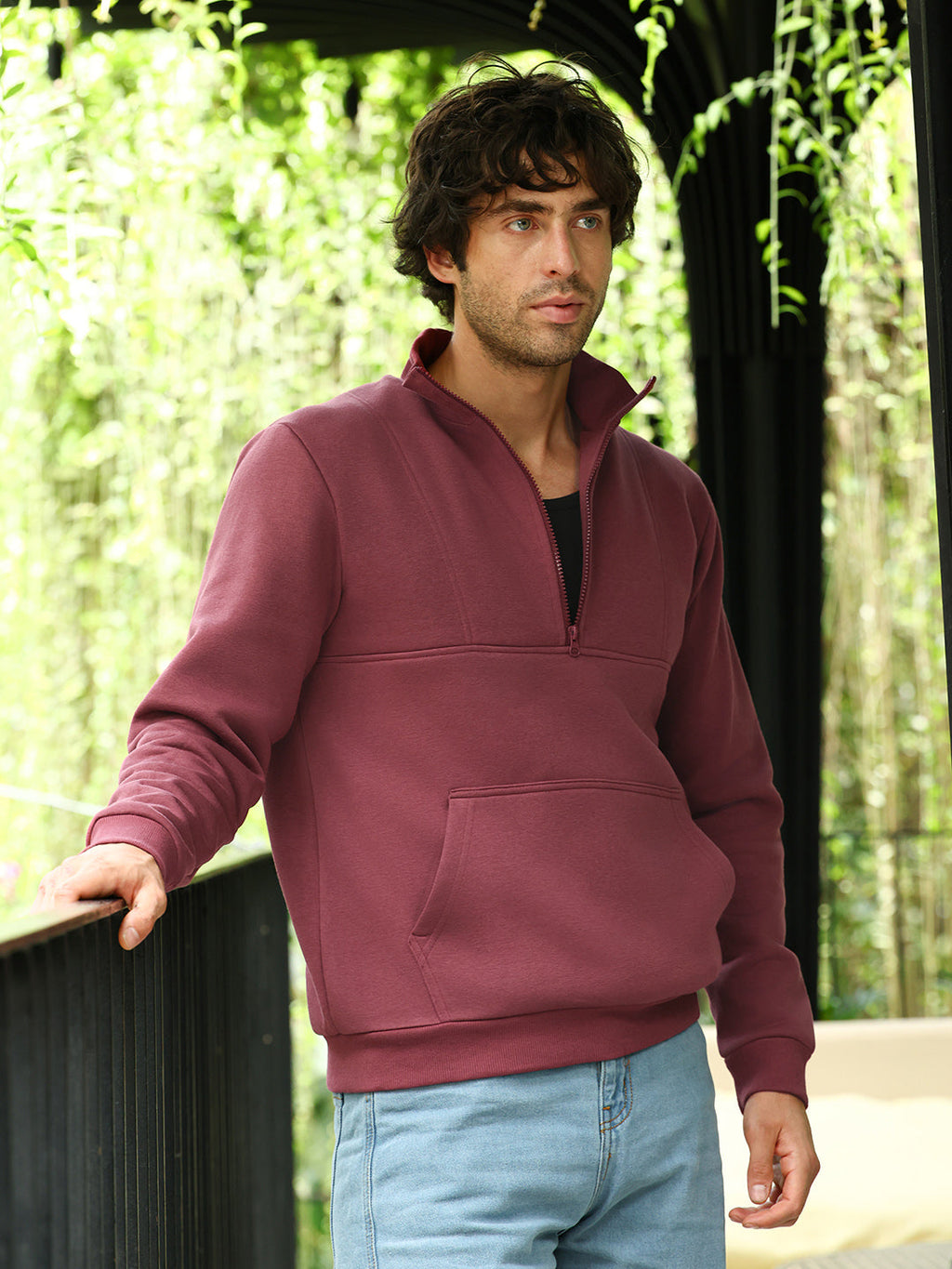 Campus Sutra Panel-Stitch Knit Sweatshirt