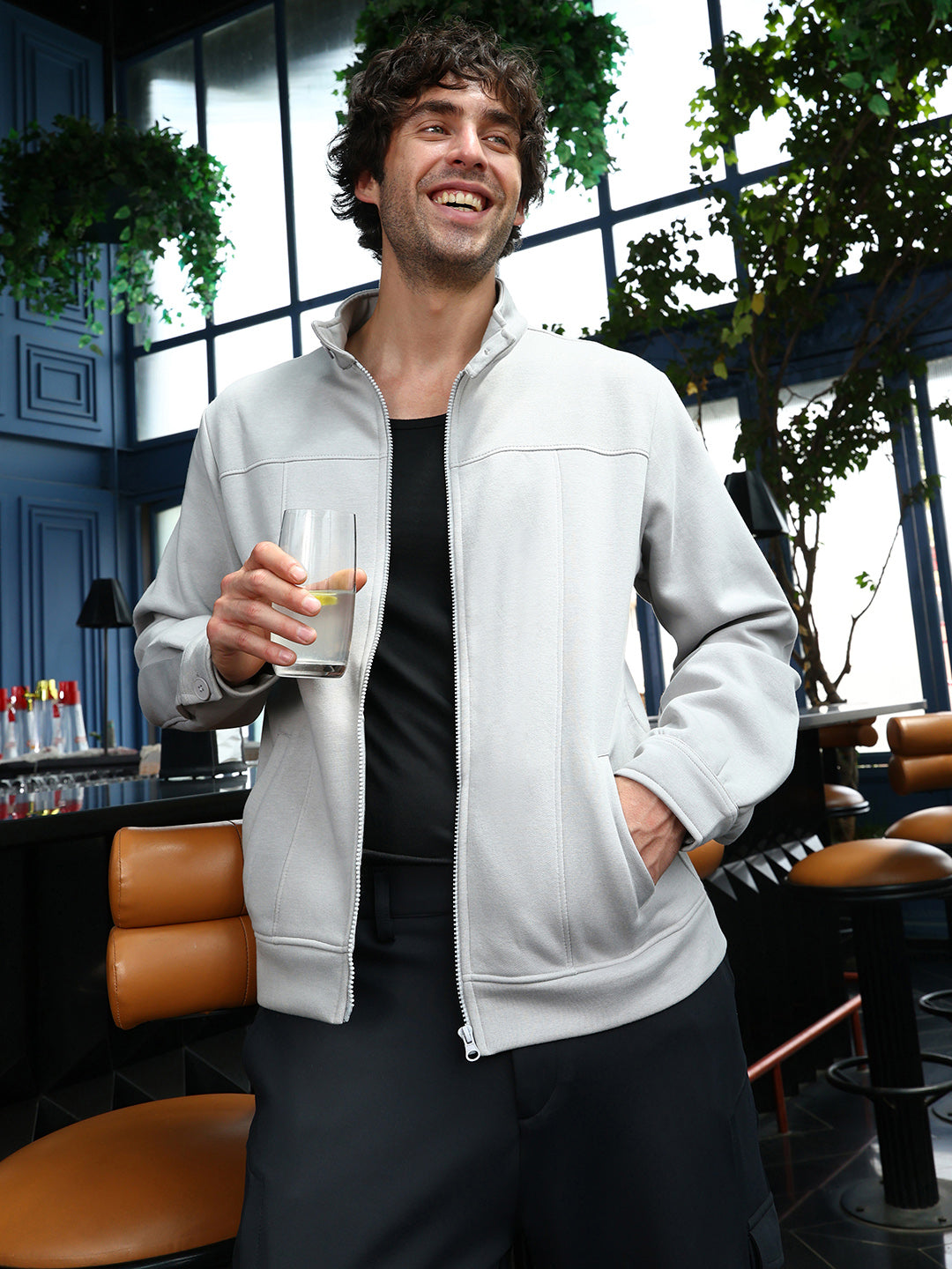 Campus Sutra Panel-Stitch Knit Jacket