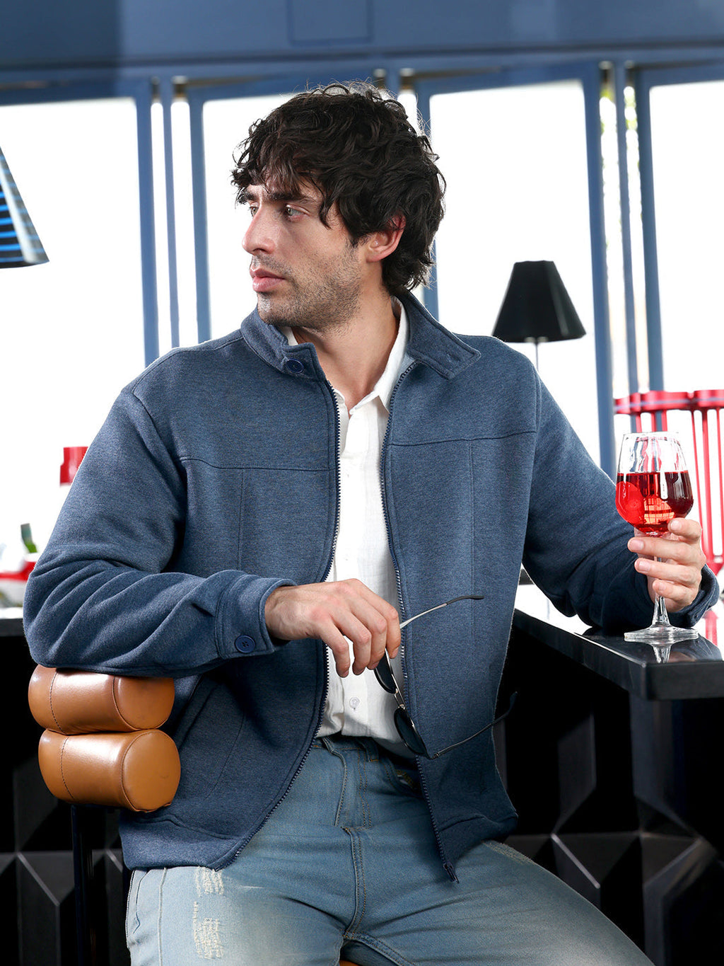 Campus Sutra Panel-Stitch Knit Jacket