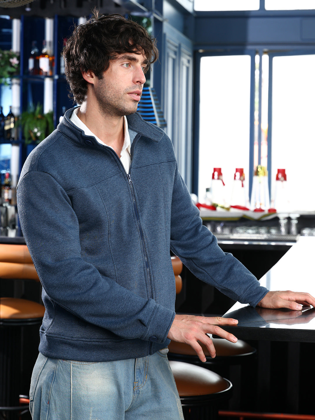 Campus Sutra Panel-Stitch Knit Jacket