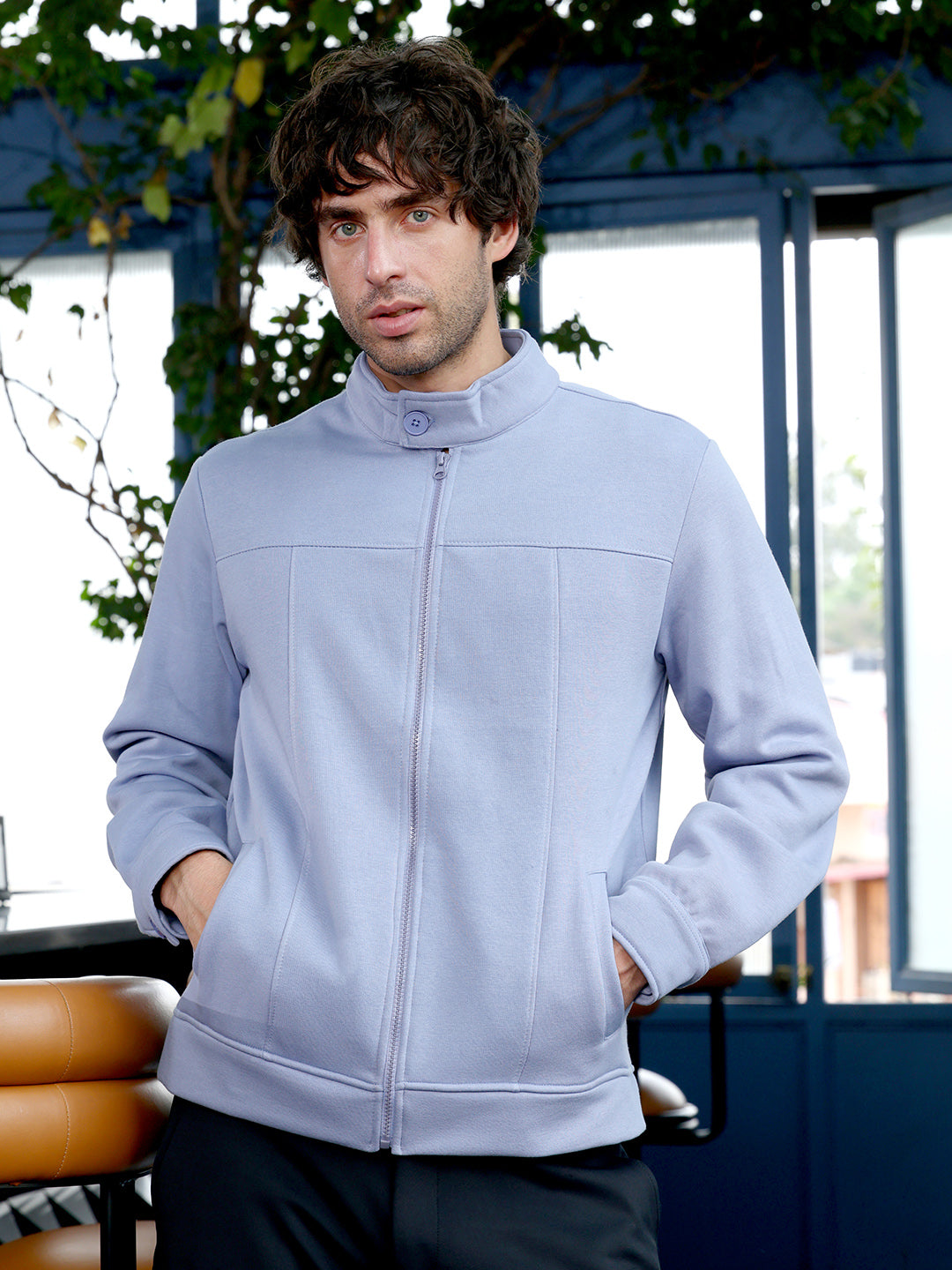 Campus Sutra Panel-Stitch Knit Jacket