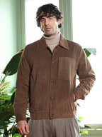 Campus Sutra Solid-Corduroy Utility Bomber Jacket