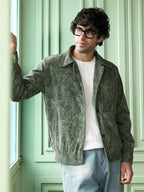 Campus Sutra Faded-Corduroy Utility Bomber Jacket