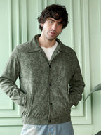 Campus Sutra Faded-Corduroy Utility Bomber Jacket