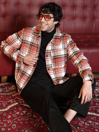 Campus Sutra Twill-Plaid Utility Bomber Jacket