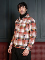 Campus Sutra Twill-Plaid Utility Bomber Jacket