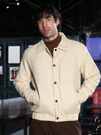 Campus Sutra Lined-Jacquard Utility Bomber Jacket