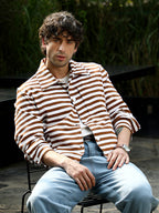 Campus Sutra Candy-Striped Utility Bomber Jacket