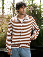Campus Sutra Candy-Striped Utility Bomber Jacket