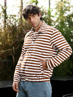 Campus Sutra Candy-Striped Utility Bomber Jacket
