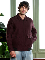 Campus Sutra Zip-Front Foliage-Tactile Bomber Jacket