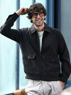 Campus Sutra Zip-Front Foliage-Tactile Bomber Jacket