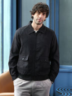 Campus Sutra Zip-Front Foliage-Tactile Bomber Jacket