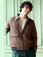 Campus Sutra Geometric-Jacquard Zip-Front Jacket