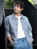 Campus Sutra Relaxed Jacquard-Denim Jacket