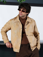 Campus Sutra Palm-Jacquard Bomber Jacket