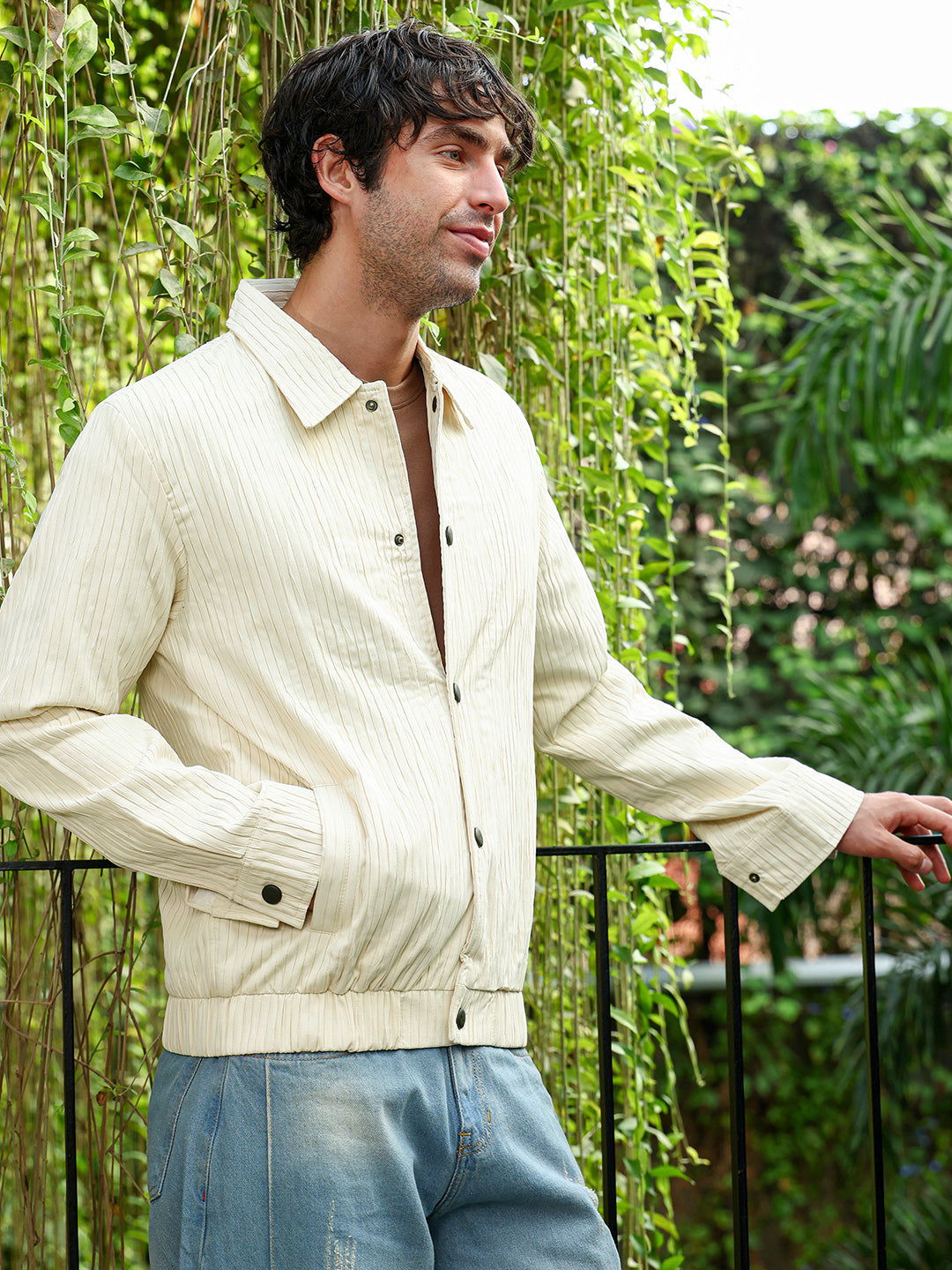 Campus Sutra Lined-Tactile Bomber Jacket