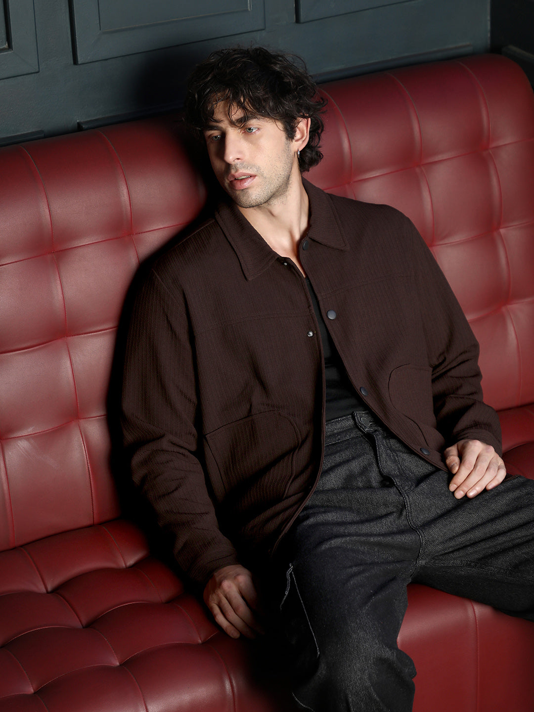 Campus Sutra Crease-Tactile Panelled Jacket