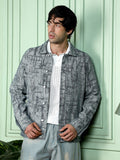 Campus Sutra Abstract Jacquard-Denim Jacket