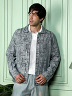 Campus Sutra Abstract Jacquard-Denim Jacket