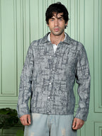 Campus Sutra Abstract Jacquard-Denim Jacket
