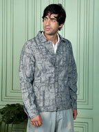 Campus Sutra Abstract Jacquard-Denim Jacket