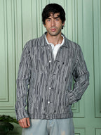 Campus Sutra Contrast Jacquard-Denim Jacket
