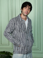 Campus Sutra Contrast Jacquard-Denim Jacket