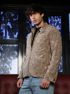 Campus Sutra Faded-Corduroy Rider Jacket