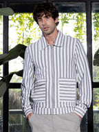 Campus Sutra Zip-Front Candy-Striped Jacket